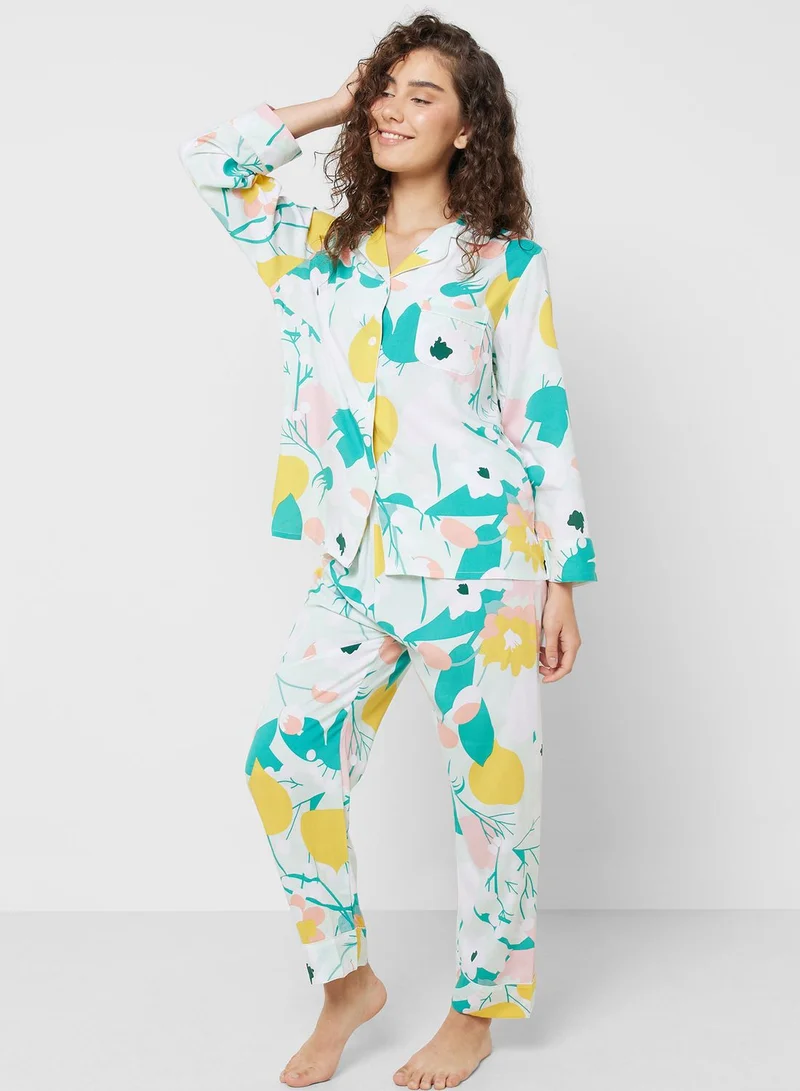 Ginger Abstract Printed Shirt & Pyjama Set