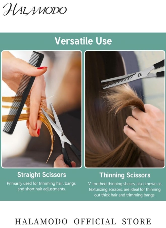 HALAMODO 3PCS Hair Cutting Shears Set Professional 6.5inch Hair Cutting Shear Hair Thinning Scissor and Comb Stainless Steel Hair Scissors Barber Thinning Scissors and Comb Kit for Women Men Kids  - Image 5