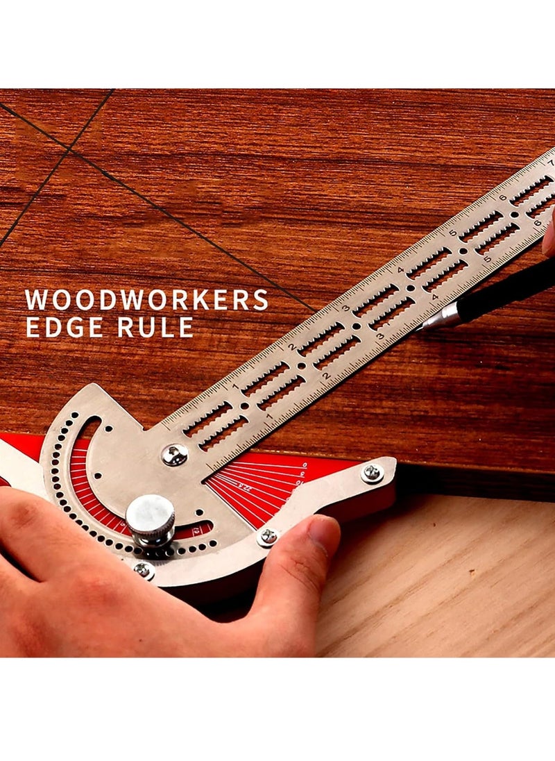 Excefore Wood Workers Edge Rule,Woodworking Edge Ruler Protractor Angle Finder T Ruler Stainless Steel Angle Measure Tool, 0-70 Grad T-Type Woodwork Ruler for Carpentry Household DIY (15 inches)  - Image 2
