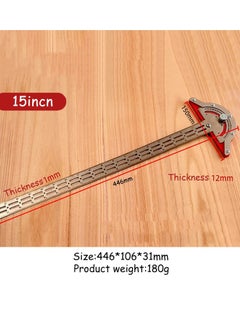 Excefore Wood Workers Edge Rule,Woodworking Edge Ruler Protractor Angle Finder T Ruler Stainless Steel Angle Measure Tool, 0-70 Grad T-Type Woodwork Ruler for Carpentry Household DIY (15 inches)  - Image 5