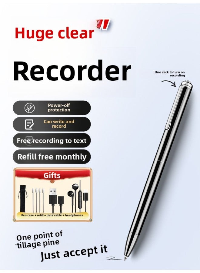 Recording Pen Professional High Definition Noise Reduction Portable Student Class Equipment Lawyer Special Artifact Recording And Playing All-in-One Machine-Body Color:[pen-shaped Recorder Pen]-Memory Capacity:[free Memory Upgrade: Take 16g And Send 32g] - Apple Package: [host + Apple Mobile Phone Downloader + Free Recording To Text + Three-year Warranty]  - Image 1