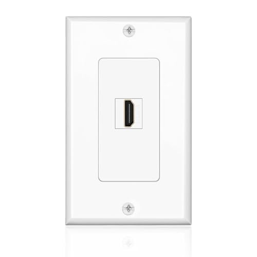 TNP Products TNP HDMI Wall Plate (1 Port, White) HDMI Face Plate Socket Insert Jack Outlet Panel Mount Support 4K 60Hz HDR ARC/eARC Full HD 3D Ethernet High Speed Cable Extension Coupler f/Projector & Home - Image 1