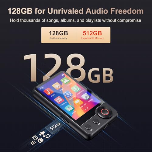 MECHEN 128GB MP3 Player with Bluetooth - MECHEN D53 Portable MP3 Touch Screen Music Player with HiFi Speaker, 2.4" Screen MP3 Player with Voice Recorder, FM Radio, Support up to 512GB SD Card - Image 5