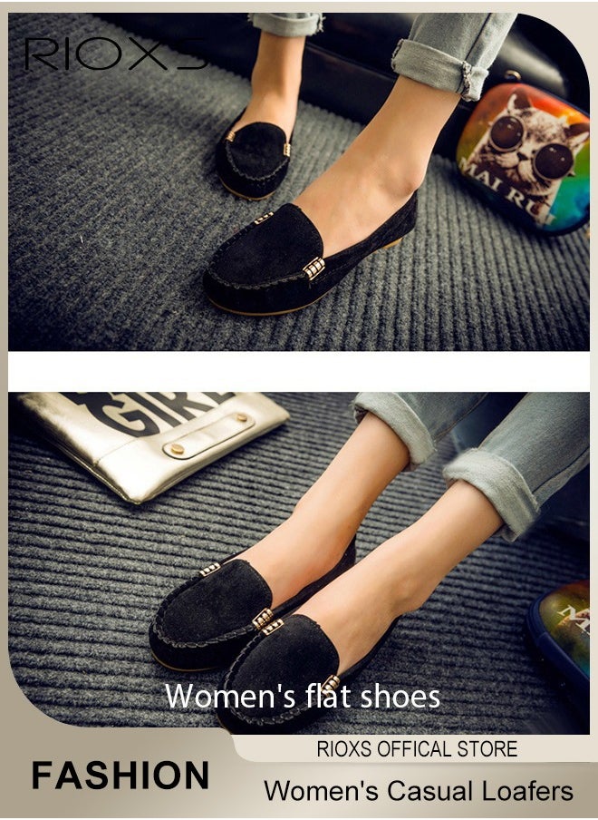 RIOXS Women's Loafers, Fashion Casual Slip On Flats, Comfy Breathable Flat Shoes, Classic Penny Loafers, Woman Dressy Shoes, Lightweight Ladies Flat Shoes For Driving Walking Offcie Or Home Wear  - Image 3