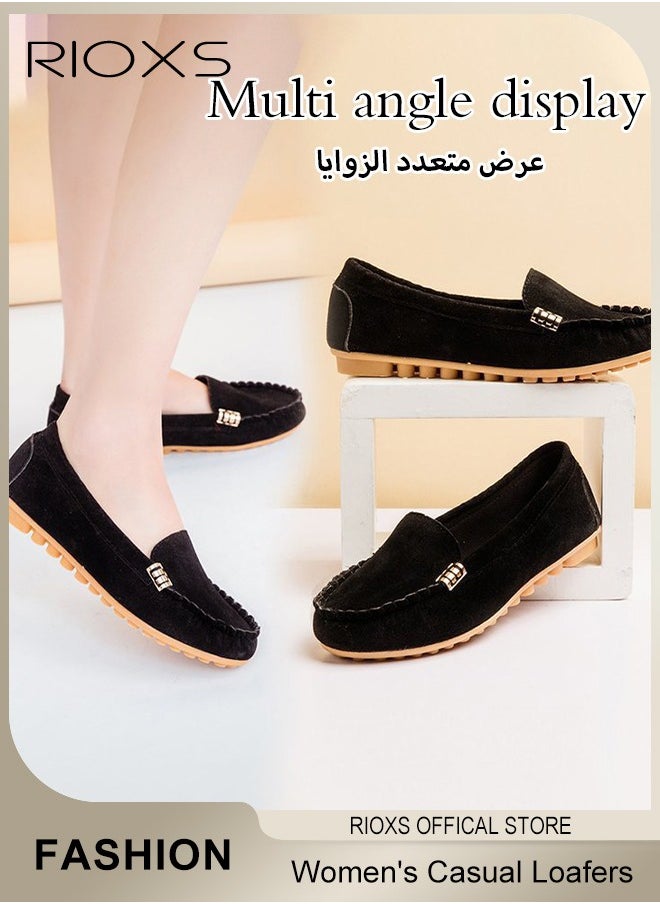 RIOXS Women's Loafers, Fashion Casual Slip On Flats, Comfy Breathable Flat Shoes, Classic Penny Loafers, Woman Dressy Shoes, Lightweight Ladies Flat Shoes For Driving Walking Offcie Or Home Wear  - Image 1