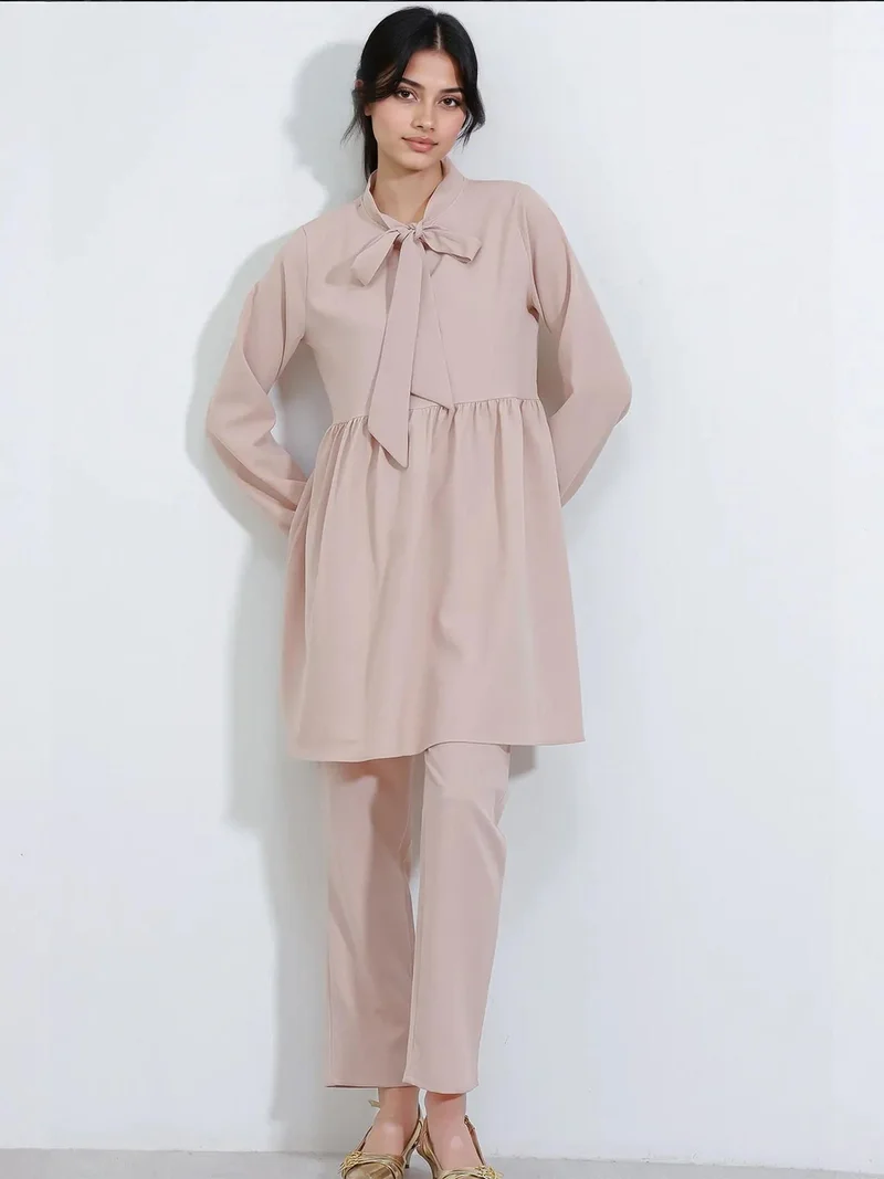 BDART Long Tunic and Pants Two-Piece Set with Shirt Collar