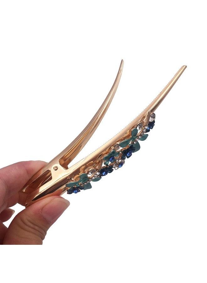 Lizzie Kay - 2Pcs Boho Iris Dragonfly Long Duckbill Beak Alligator Crocodile Teeth Gold Tone Metal Hair Clip Clamp For Women - Image 1