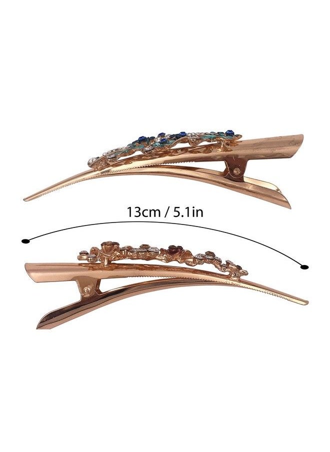 Lizzie Kay - 2Pcs Boho Iris Dragonfly Long Duckbill Beak Alligator Crocodile Teeth Gold Tone Metal Hair Clip Clamp For Women - Image 1