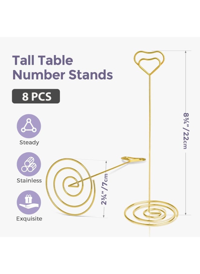 KCDMBUE 8 PCS Heart Shaped Table Number Holders, 8.75 Inch Tall Place Card Stands for Weddings, Parties, Graduations, Receptions, Restaurants, Home Decor, Memo Display (Gold)  - Image 2