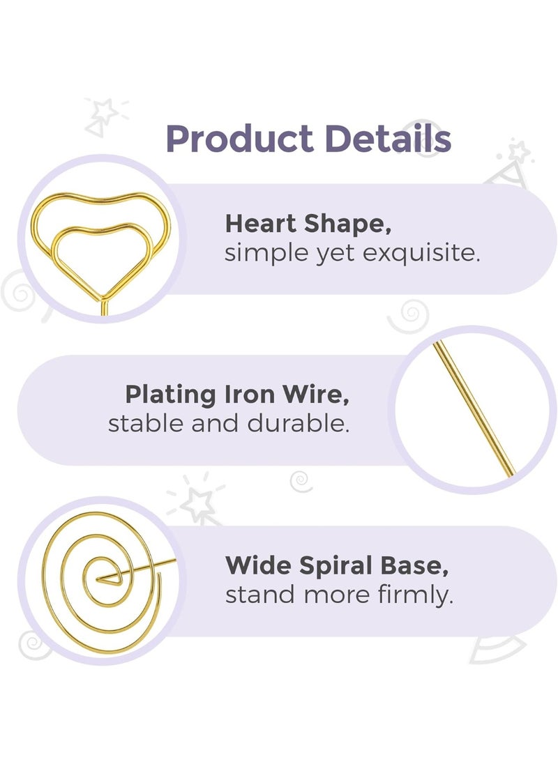 KCDMBUE 8 PCS Heart Shaped Table Number Holders, 8.75 Inch Tall Place Card Stands for Weddings, Parties, Graduations, Receptions, Restaurants, Home Decor, Memo Display (Gold)  - Image 3