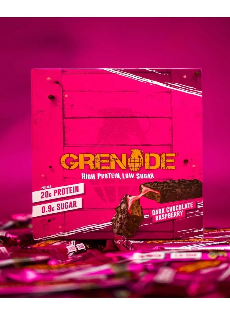Grenade - Dark Chocolate Raspberry Low Sugar High Protein Bar Pack of 12 - Image 1