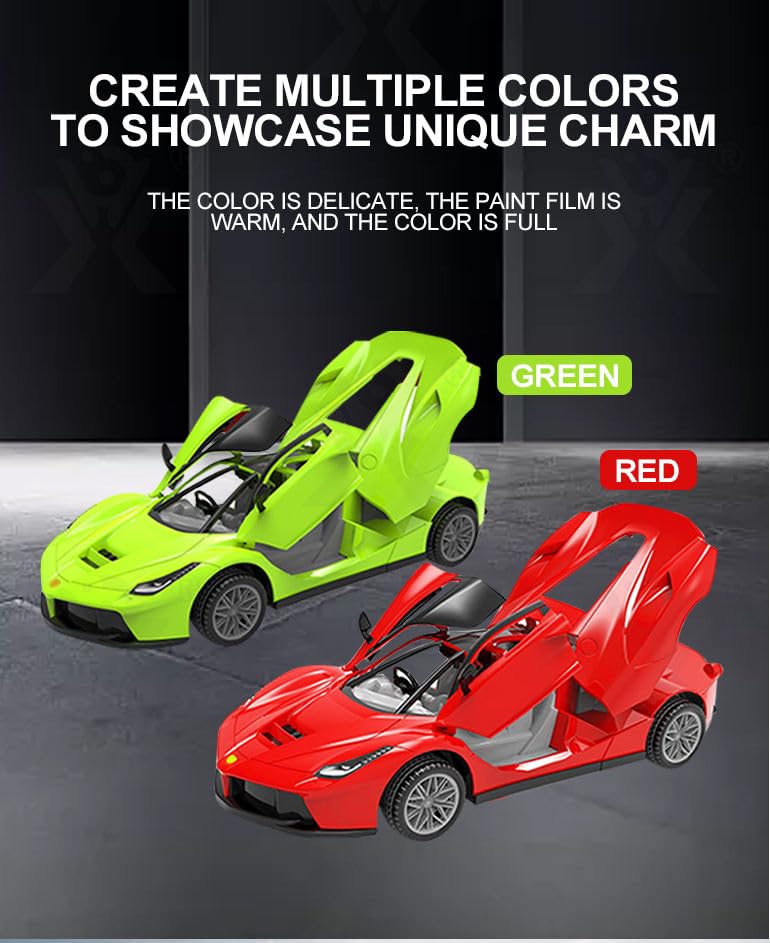 Jack Royal 1:14 Scale Big Size Pull Back Super Car Toy Inertia Sports Racing Cars with Opening Doors (la Frari) (Neon Green) - Image 3