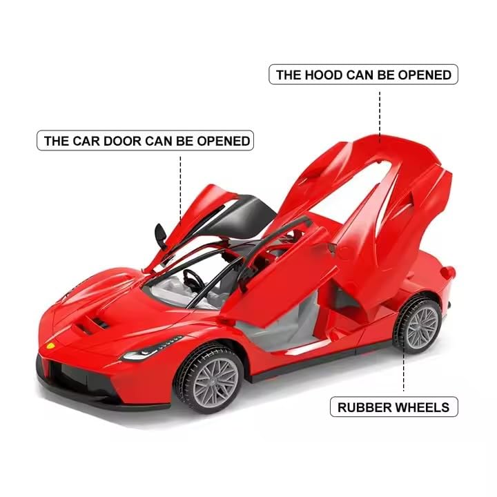 Jack Royal 1:14 Scale Big Size Pull Back Super Car Toy Inertia Sports Racing Cars with Opening Doors (la Frari) (Neon Green) - Image 5
