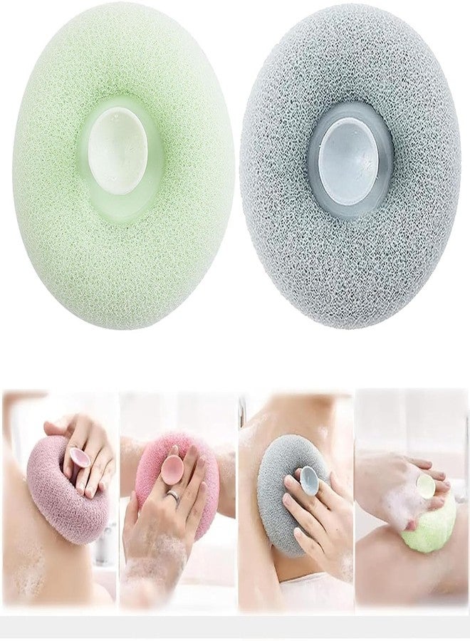 GLITZEN Bath Sponge Cleaning Brush Super Soft Exfoliating Bath Sponge Cleaning Brush, Massage Bath Sponge Ball with Suction Cup for Women Men (Multicolour) (PACK OF 2) - Image 1