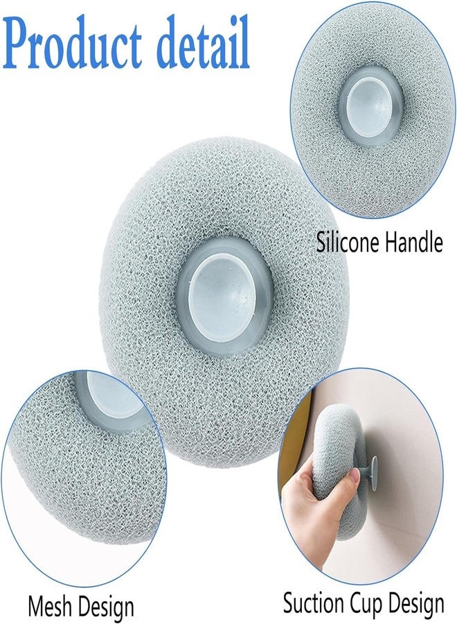 GLITZEN Bath Sponge Cleaning Brush Super Soft Exfoliating Bath Sponge Cleaning Brush, Massage Bath Sponge Ball with Suction Cup for Women Men (Multicolour) (PACK OF 2) - Image 3