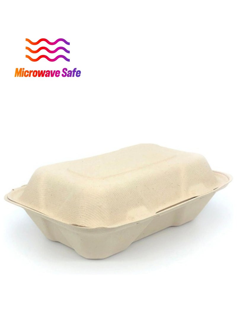 هالاباك 20 قطعة من حاوية قصب السكر من هالاباك مع غطاء مفصلي، 6 أحجام للاستعمال مرة واحدة، صناديق حاويات قابلة للاستخدام في الميكروويف، وجبات غداء للمطاعم (7 بوصة عرض 11.5 × طول 11.5 × ارتفاع 8 سم) - Image 1