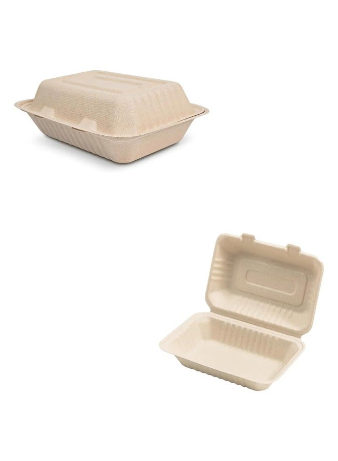 هالاباك 20 قطعة من حاوية قصب السكر من هالاباك مع غطاء مفصلي، 6 أحجام للاستعمال مرة واحدة، صناديق حاويات قابلة للاستخدام في الميكروويف، وجبات غداء للمطاعم (7 بوصة عرض 11.5 × طول 11.5 × ارتفاع 8 سم) - Image 5