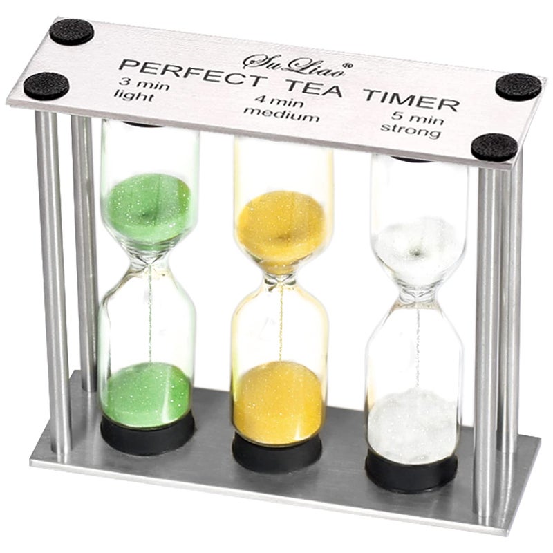 SuLiao SuLiao Tea MultiTimer Metal Sand Clock  ThreeInOne Hourglass Small Colorful Sand Watch Green  Orange Unquie Sandglass for Kids Classroom Home Decor 