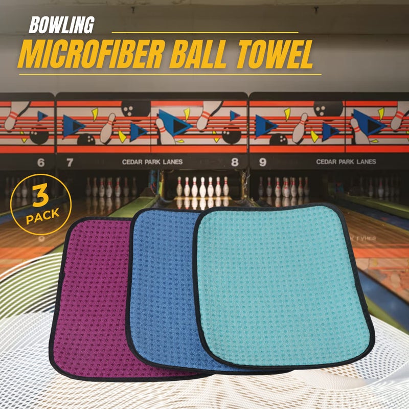 TonGass (3-Pack Multicolor Microfiber Bowling Ball Towel - 10"x8" Premium Quality Bowling Ball Shammy Pad with Easy-Grip Dots - Clean from Dirt and Oil to Improve Grip and Precision - Image 3
