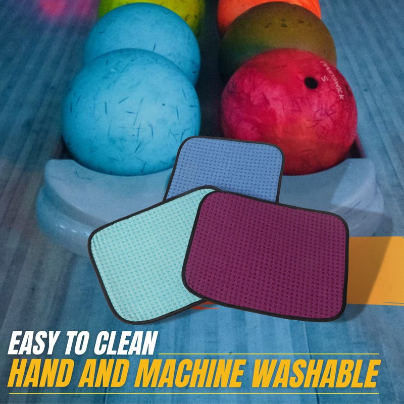 TonGass (3-Pack Multicolor Microfiber Bowling Ball Towel - 10"x8" Premium Quality Bowling Ball Shammy Pad with Easy-Grip Dots - Clean from Dirt and Oil to Improve Grip and Precision - Image 5