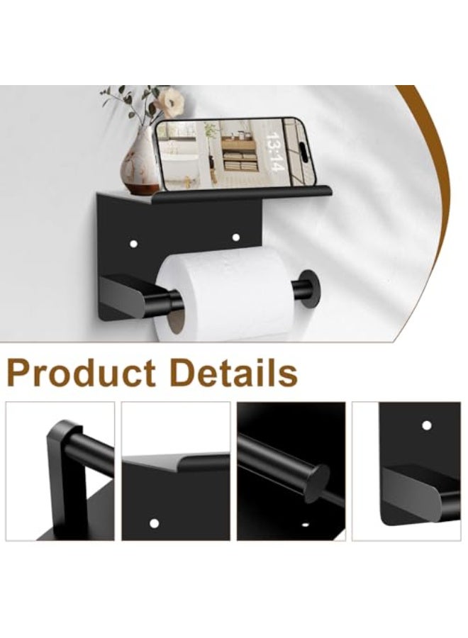 كيلا حامل ورق التواليت للحمام، حامل ورق التواليت عالي الجودة من الفولاذ المقاوم للصدأ مثبت على الحائط، شريط ذاتي اللصق، حامل ورق التواليت للحمام والمطبخ والحمام، بدون حفر (أسود)، 14 × 11 × 10 سم - Image 3
