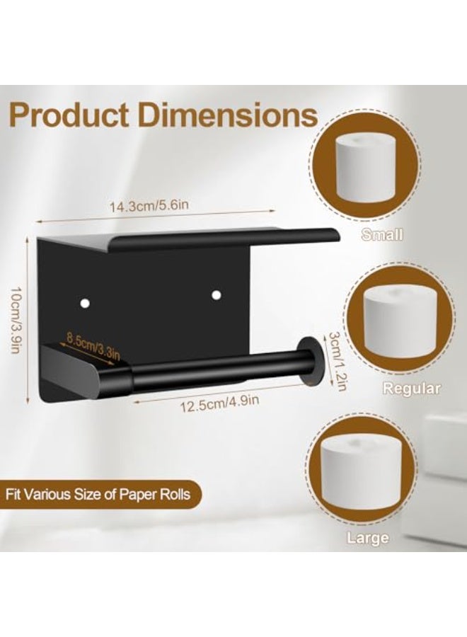 كيلا حامل ورق التواليت للحمام، حامل ورق التواليت عالي الجودة من الفولاذ المقاوم للصدأ مثبت على الحائط، شريط ذاتي اللصق، حامل ورق التواليت للحمام والمطبخ والحمام، بدون حفر (أسود)، 14 × 11 × 10 سم - Image 4