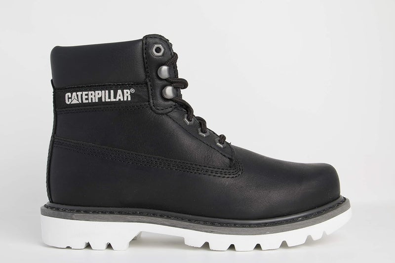 Caterpillar Black Leather Ankle-High Lace-Up Clog Boot for Women - Image 2