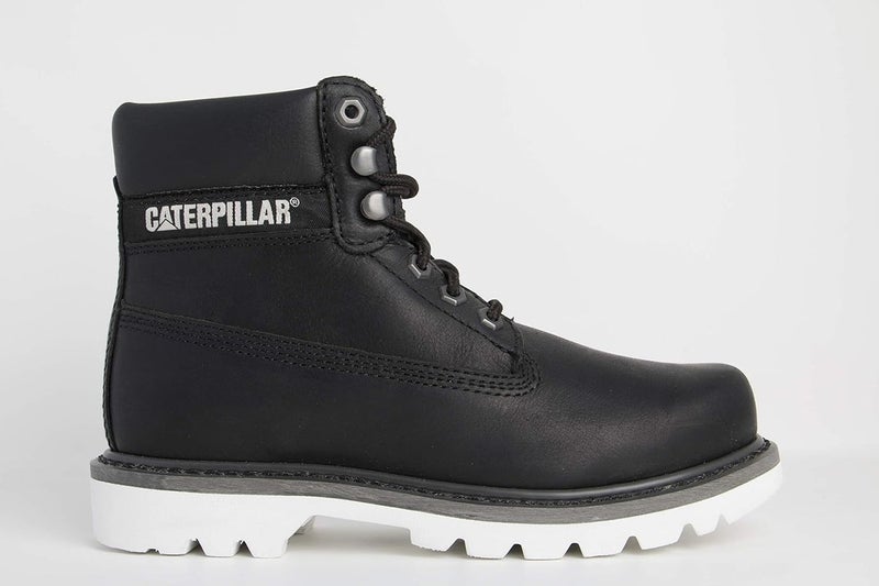 CATERPILLAR حذاء كلوغ بوت كاتربيلر جلد أسود برباط للنساء بارتفاع الكاحل - Image 1