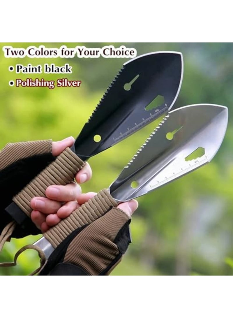 SYOSI Gardening Trowel, Gardening Tool, Multifunctional Survival Digging Tool with Serrated Edge and Sheath, Hand Shovel - Garden Spade - Gardening Shovel, Stainless Steel, Lightweight (Silver) - Image 4