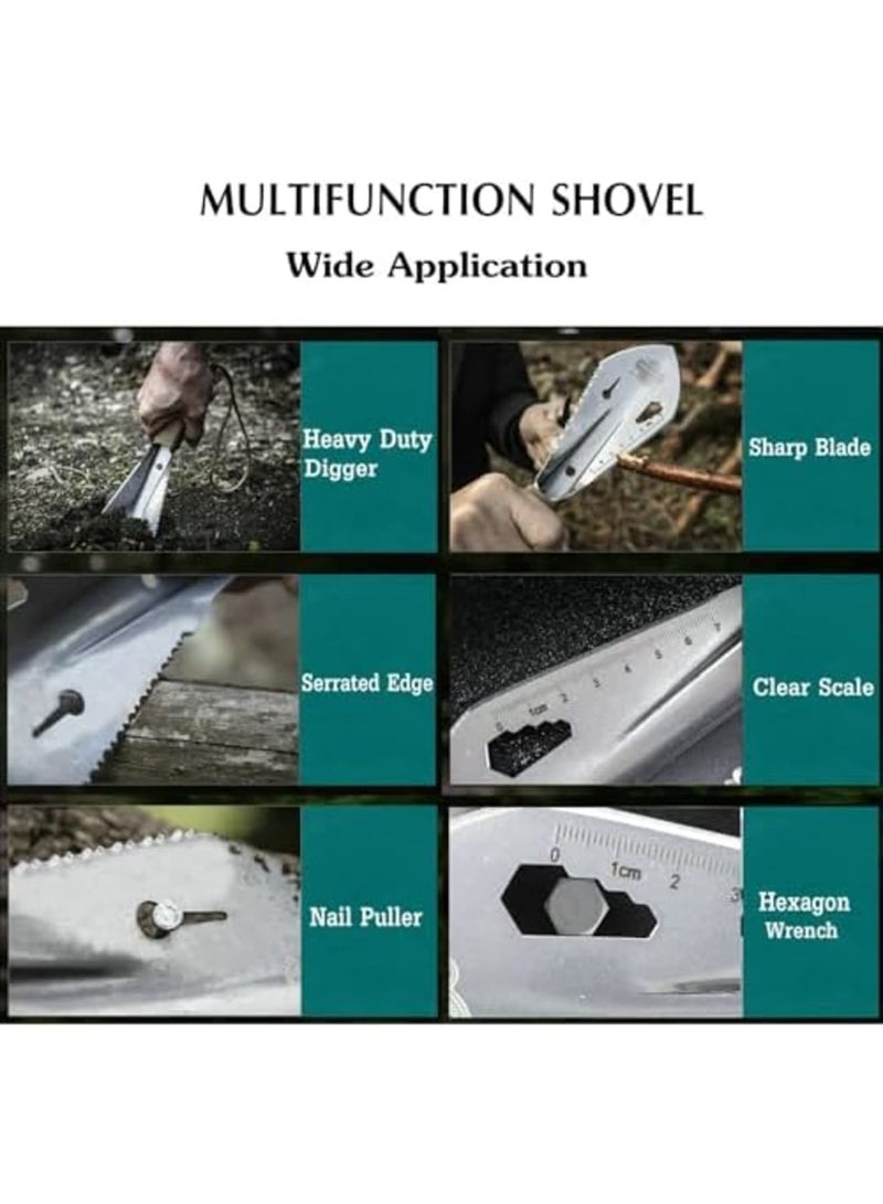 SYOSI Gardening Trowel, Gardening Tool, Multifunctional Survival Digging Tool with Serrated Edge and Sheath, Hand Shovel - Garden Spade - Gardening Shovel, Stainless Steel, Lightweight (Silver) - Image 5