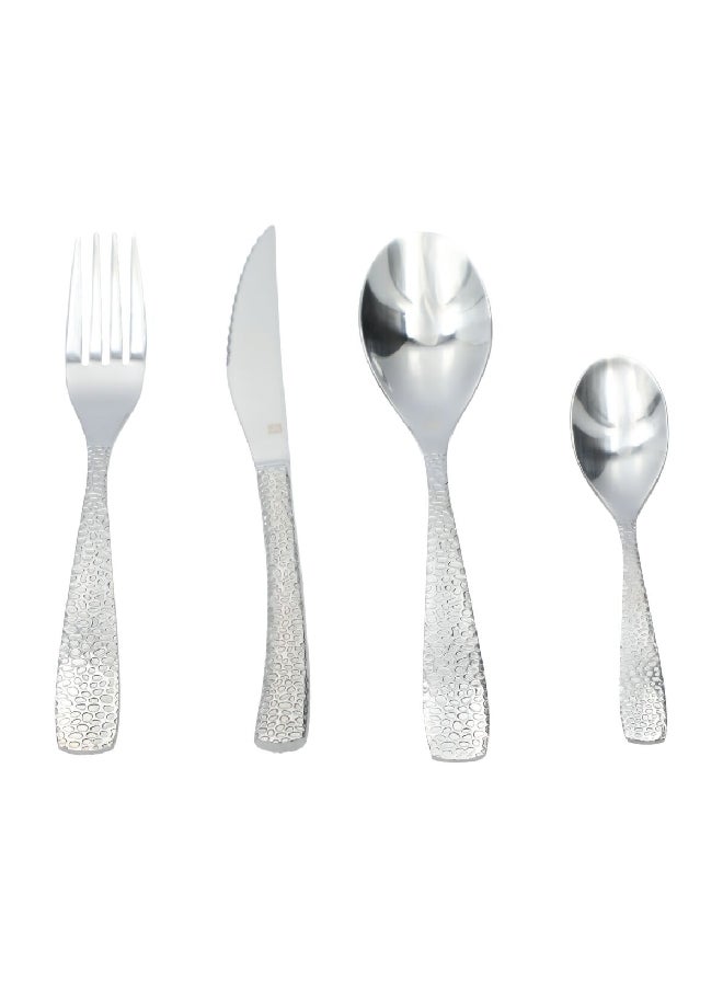 Amefa 24-Piece Durable Stainless Steel Hammered Decor Cutlery Set Silver 1923X1T3X1C40