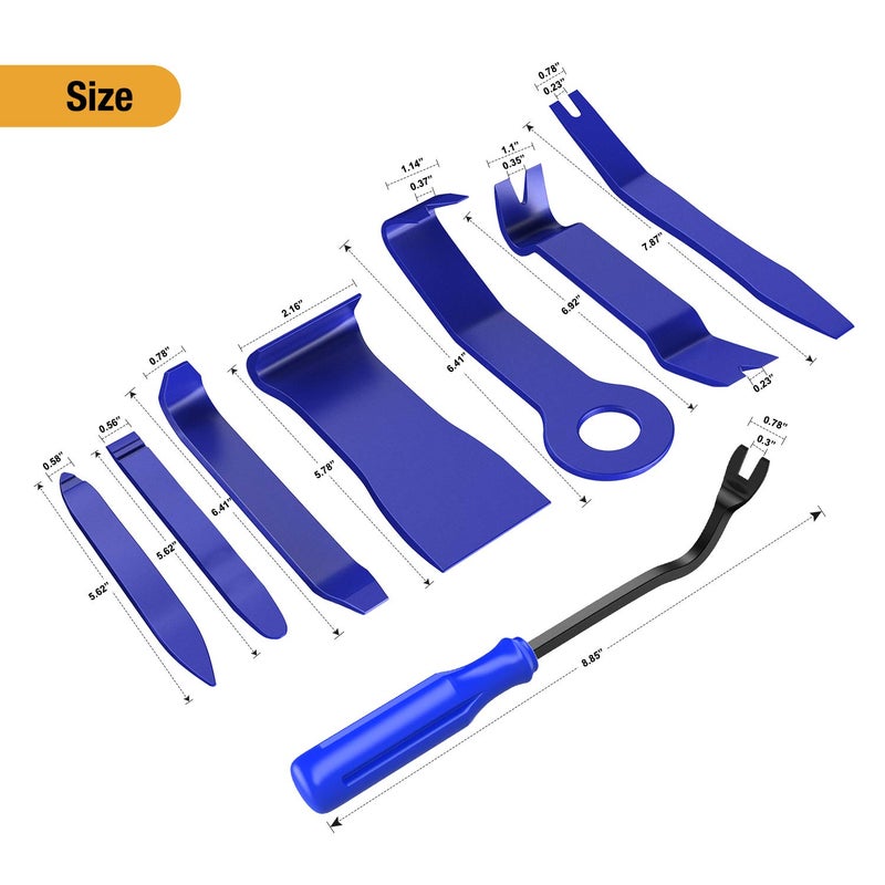 GOOACC مجموعة GOOACC GRC-90 8 قطع أداة إزالة خدوش trim السيارات أداة إزالة مثبتات لوحة الصوت الزجاجية - أداة كيت زرقاء - Image 2