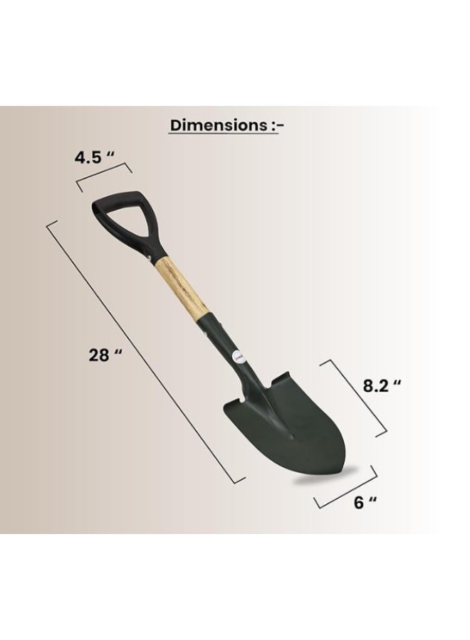 اجز مجرفة حدائق قوية بمقبض خشبي وقبضة على شكل حرف D – مناسبة للحفر والزراعة والاستخدام الخارجي - Image 2
