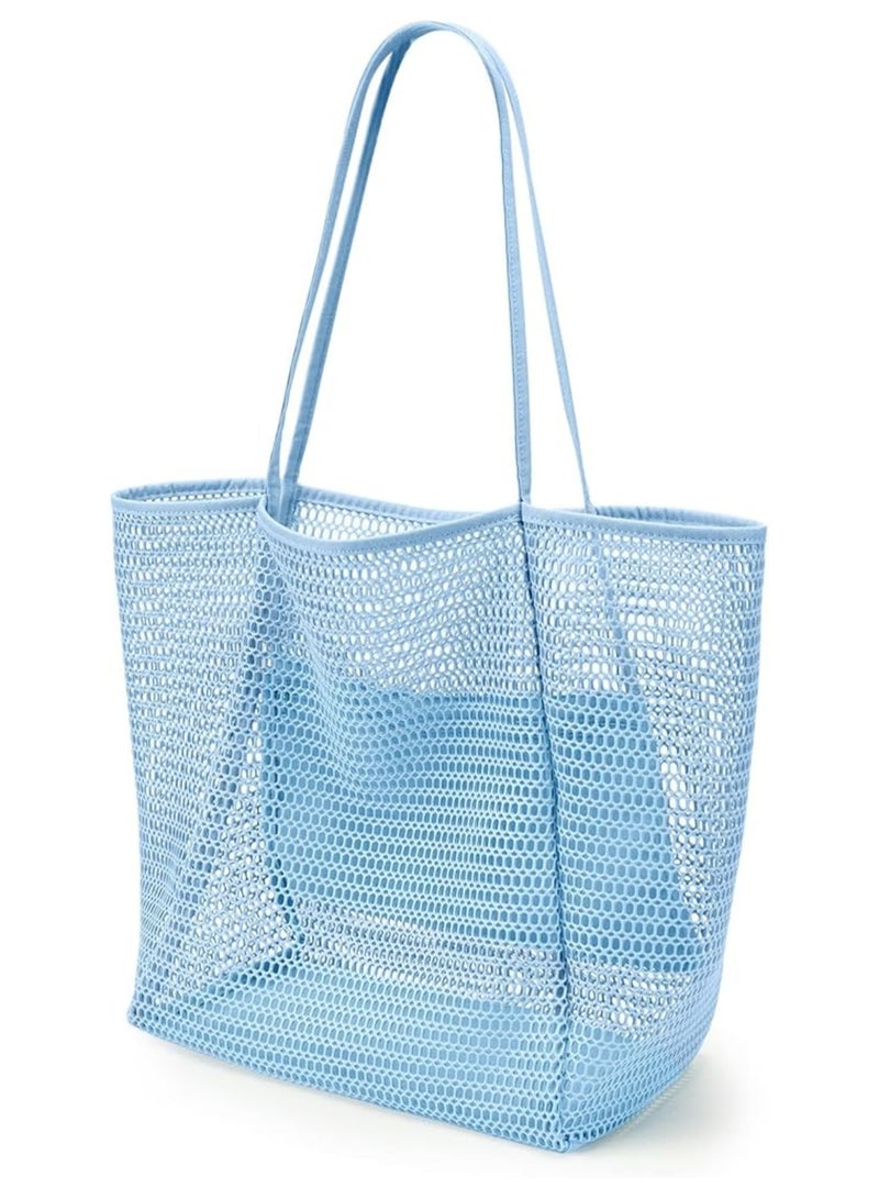 Generic Beach Tote Bag for Women – Large 23L Foldable Nylon Mesh Shoulder Bag with Zipper, Multi-Pocket, Sandproof & Waterproof – Ideal for Travel, Picnic & Vacation - Image 1
