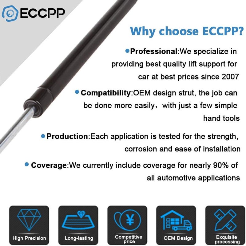 ECCPP Rear Liftgate Hatch Tailgate Lift Supports Gas Springs Shocks 6104 Struts for Jeep Grand Cherokee 2005-2008 - Set of 2 - Image 3