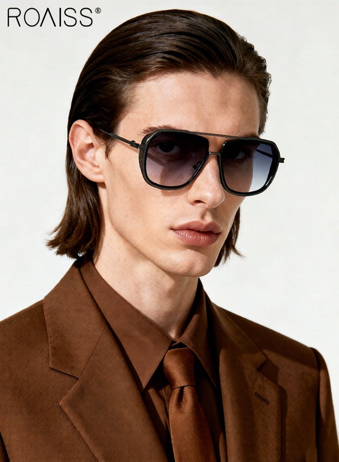 رويس نظارات شمسية عصرية معدنية بجسر مزدوج للرجال والنساء، نظارات شمسية للحماية من الأشعة فوق البنفسجية 400 بإطار معدني، نظارات شمسية عصرية مضادة للتوهج للقيادة والصيد والسفر - Image 2