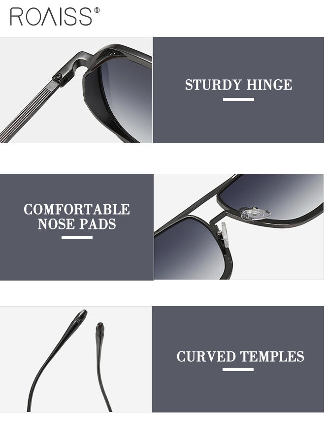 رويس نظارات شمسية عصرية معدنية بجسر مزدوج للرجال والنساء، نظارات شمسية للحماية من الأشعة فوق البنفسجية 400 بإطار معدني، نظارات شمسية عصرية مضادة للتوهج للقيادة والصيد والسفر - Image 5