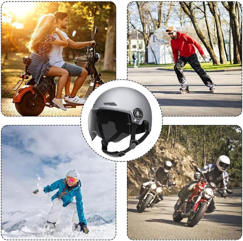 Retro Scooter Helmets | Shock-Absorbing Half-Helmets for Men Women - Adult Helmets for Mountain Road Ebikes Electric Scooter, Skating Protective Gear Adult for Adults Youth - Image 3