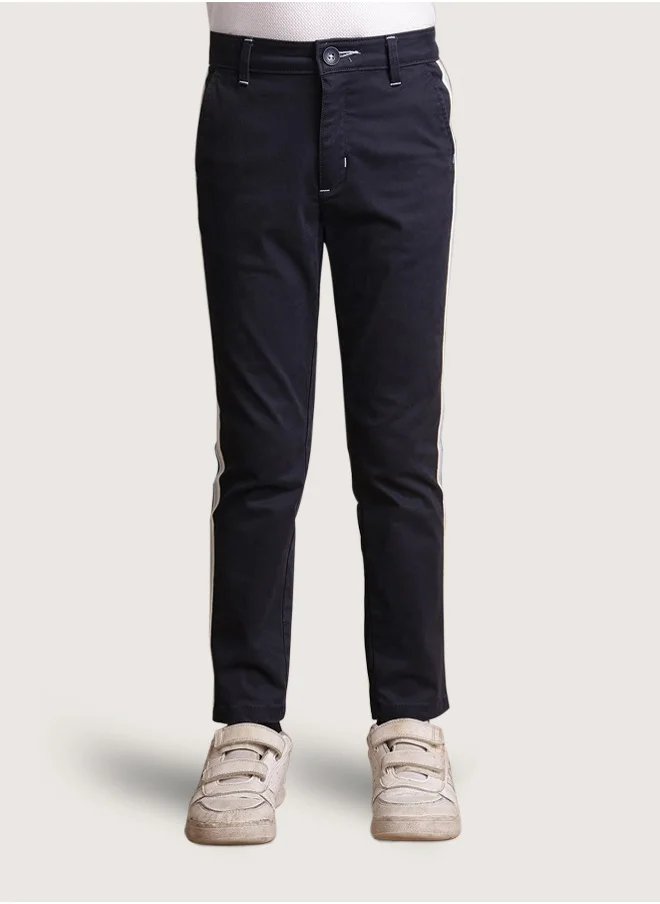 One Friday One Friday Kids Boys Navy Blue Solid Trouser
