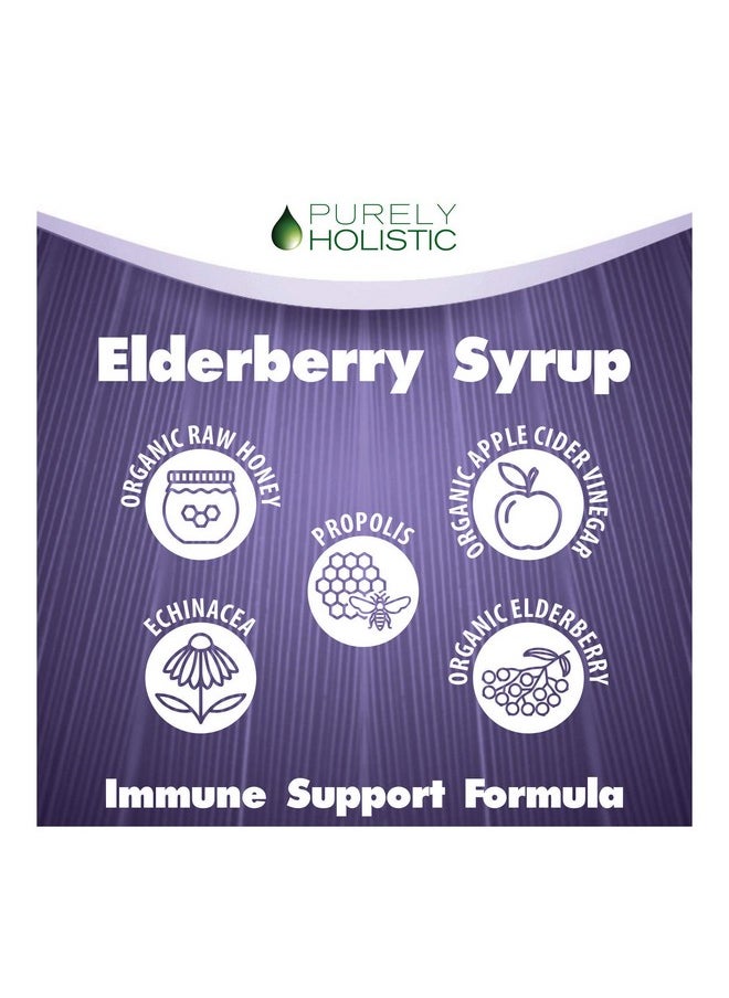 Purely Holistic - Organic Elderberry Syrup For Adults & Kids 50% More 16 Fl Oz With Black Sambucus Elderberry Propolis Echinacea Raw Honey & Apple Cider Vinegar Immune Support And Immune Booster - Image 1