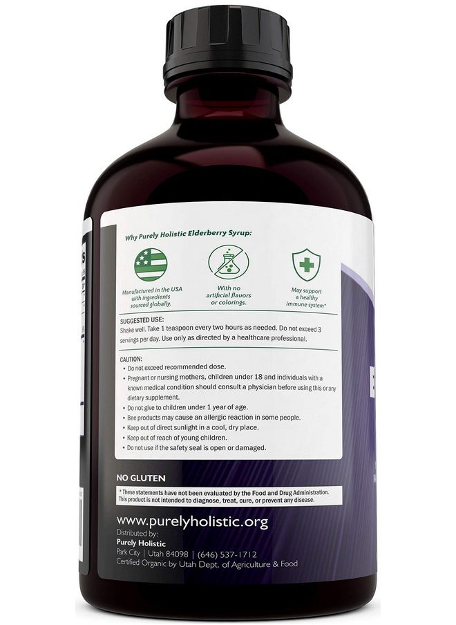 Purely Holistic - Organic Elderberry Syrup For Adults & Kids 50% More 16 Fl Oz With Black Sambucus Elderberry Propolis Echinacea Raw Honey & Apple Cider Vinegar Immune Support And Immune Booster - Image 1