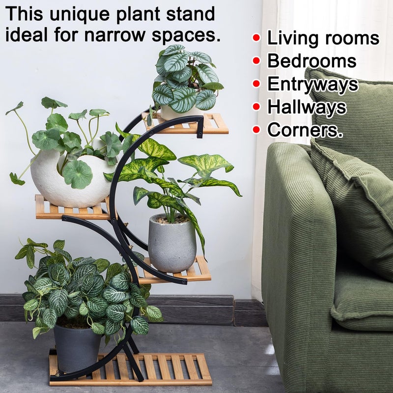 COPREE Bamboo 4-Tier Plant Stand Rack Multiple Flower Pot Holder Shelf Indoor Outdoor Planter Display Shelving Unit for Patio Garden Corner Balcony Living Room - Image 2