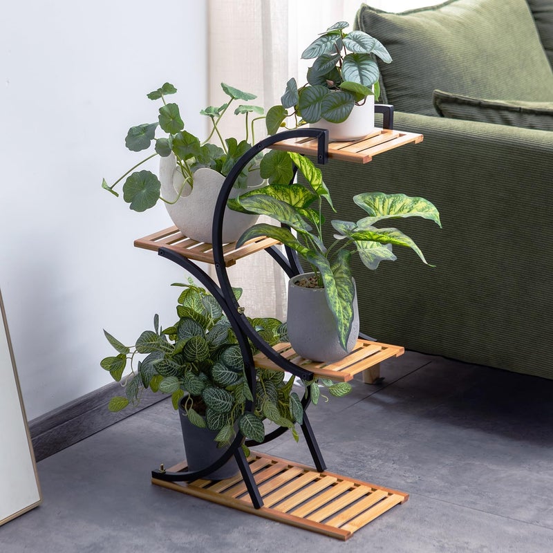 COPREE Bamboo 4-Tier Plant Stand Rack Multiple Flower Pot Holder Shelf Indoor Outdoor Planter Display Shelving Unit for Patio Garden Corner Balcony Living Room - Image 5