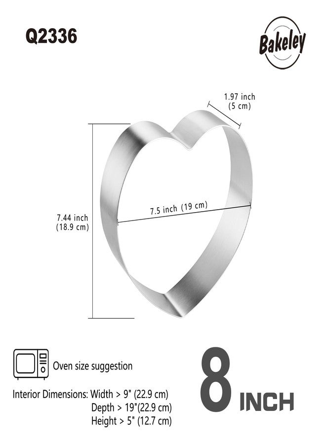 Bakeley 8 Inch Heart-Shaped Cake Ring Mold, Dishwasher Safe, Stainless Steel Cake Mold, Design for Valentine's Day Decorations & Home Baking - Image 3