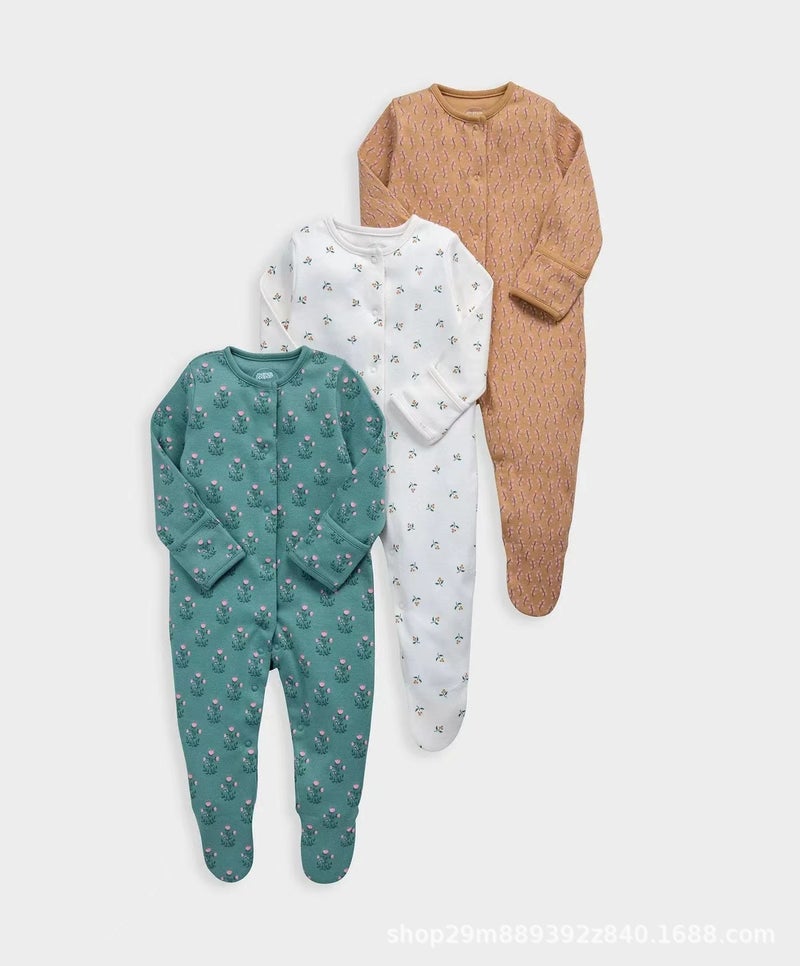 WOWTHIN Children's Spring and Autumn Baby Onesie Long Sleeve Footed Crawling Sleepwear Newborn Infant - Image 1