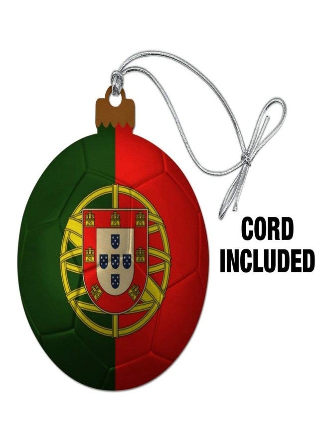 رسومات وأكثر: علم البرتغال، كرة قدم، زينة شجرة عيد الميلاد الخشبية - Image 2
