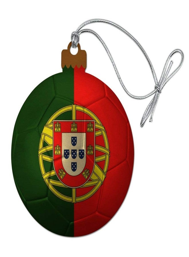رسومات وأكثر: علم البرتغال، كرة قدم، زينة شجرة عيد الميلاد الخشبية - Image 1