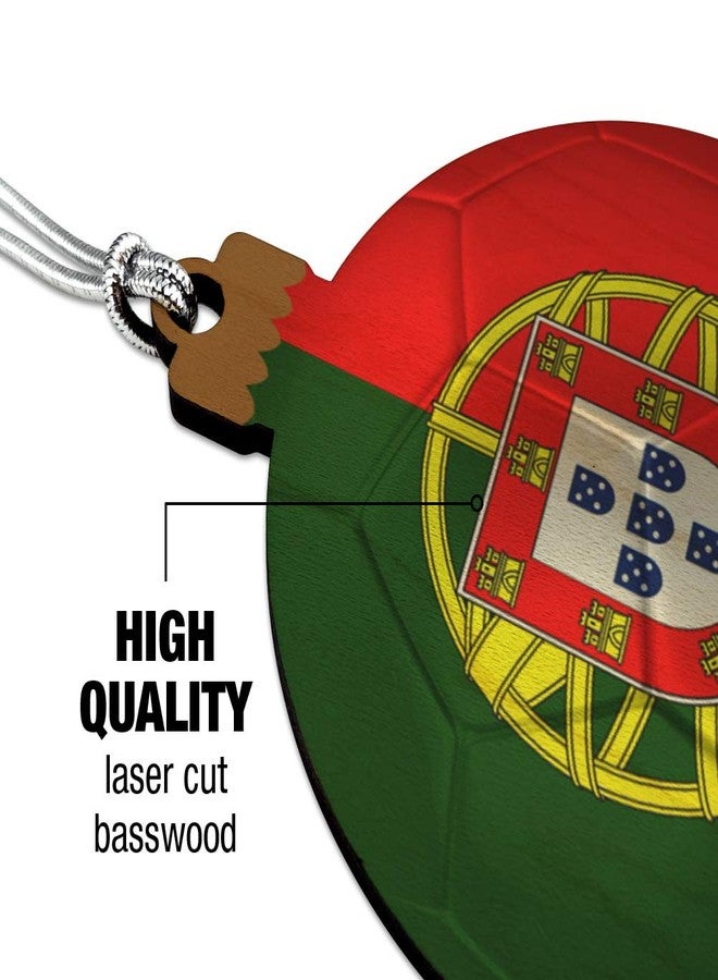 رسومات وأكثر: علم البرتغال، كرة قدم، زينة شجرة عيد الميلاد الخشبية - Image 3