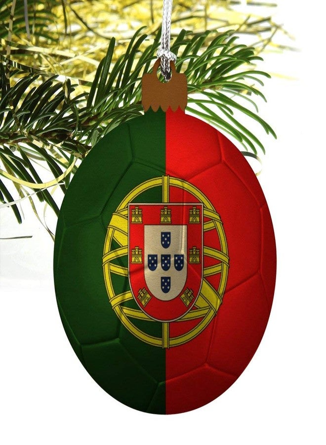 رسومات وأكثر: علم البرتغال، كرة قدم، زينة شجرة عيد الميلاد الخشبية - Image 4