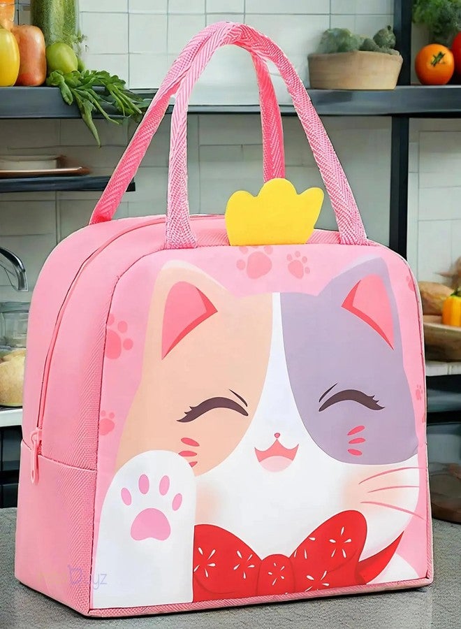 INSTABUYZ 3D Printed Hot & Cold Leak-Proof Insulated Lunch Bag – Pink Cat Wings Design, Tote Hand-Held Tiffin Bag for Office, School, Kids, Women & Men - Image 1